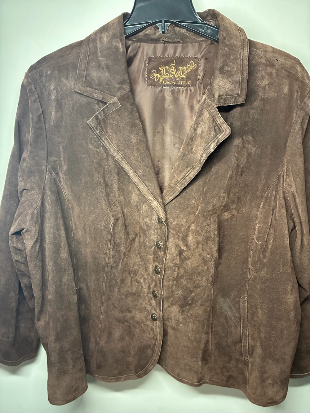 Retro Suede Button-Front Brown Women's Jacket